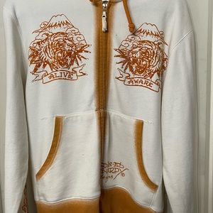 Ed Hardy White and Orange Hoodie